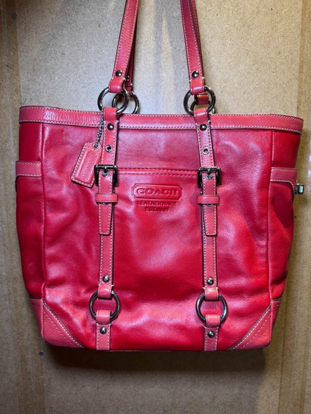 Coach Vintage Hamptons Red Leather Tote Bag